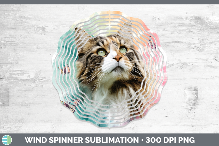 Norwegian Forest Cats Tie Dye Wind Spinner Sublimation Desig