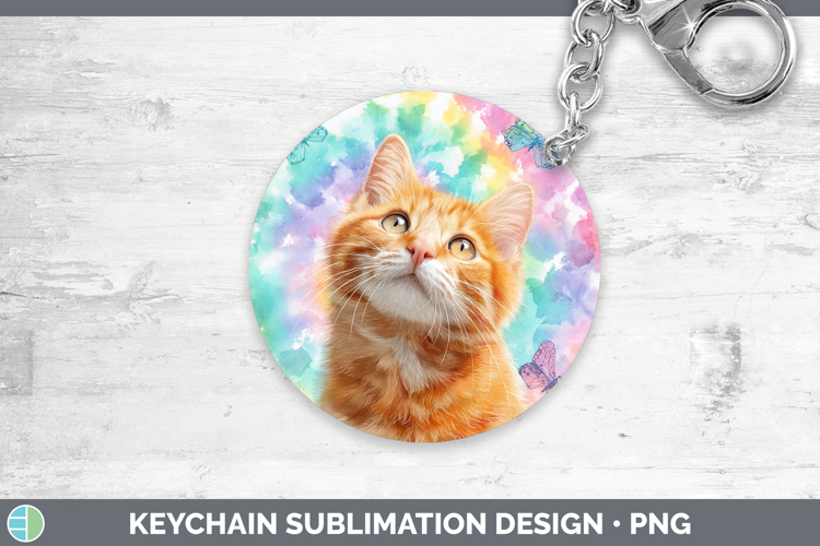 Orange Cats Tie Dye Keychain Sublimation Design