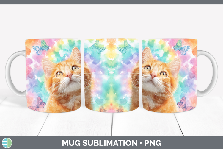 Orange Cats Tie Dye Mug Wrap Sublimation Design