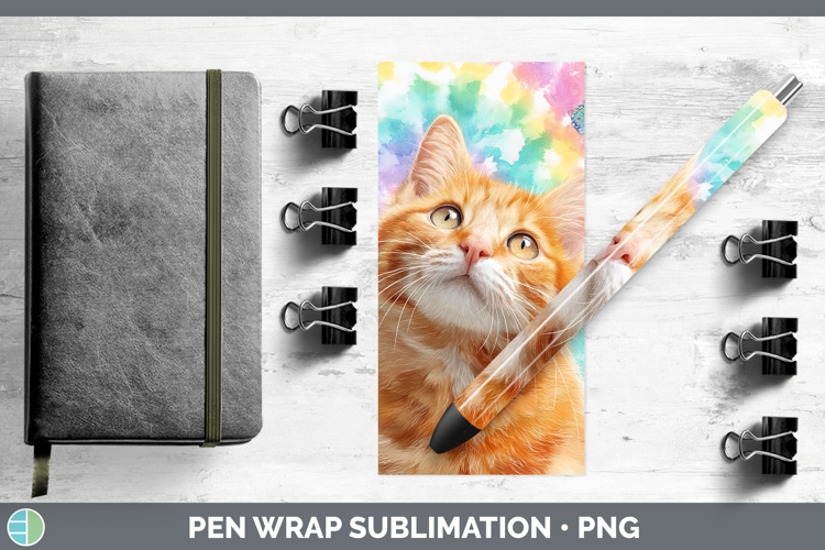 Orange Cats Tie Dye Pen Wrap Sublimation Design