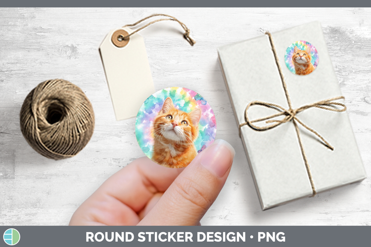 Orange Cats Tie Dye Stickers Design