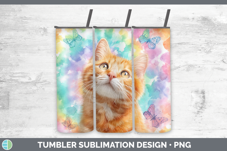 Orange Cats Tie Dye Tumbler Sublimation Design