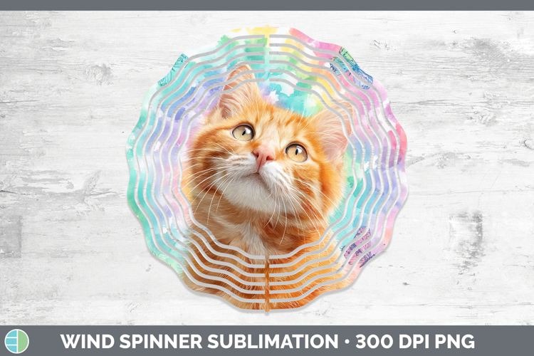 Orange Cats Tie Dye Wind Spinner Sublimation Design