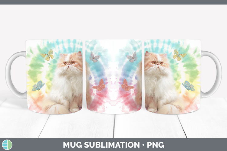 Persian Cats Tie Dye Mug Wrap Sublimation Design