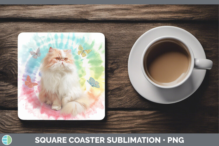 GorgeousCats Tie Dye Square Coaster design.