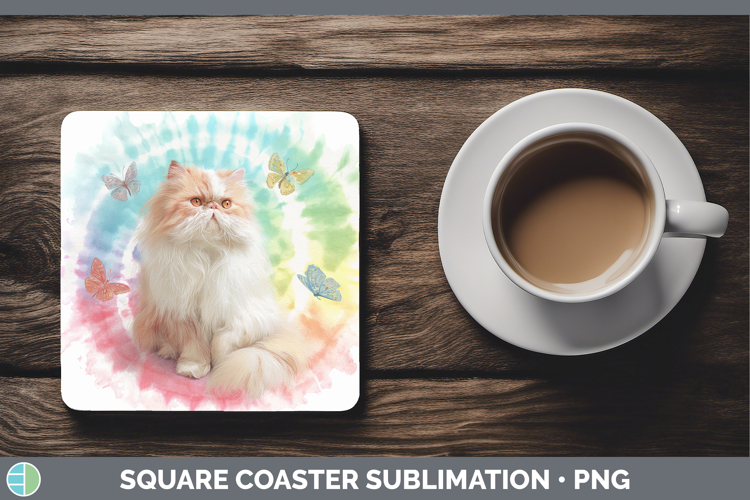 Persian Cats Tie Dye Square Coaster Sublimation Design