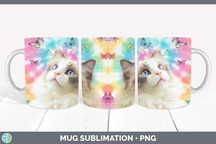 Ragdoll Cats Tie Dye Mug Wrap Sublimation Design