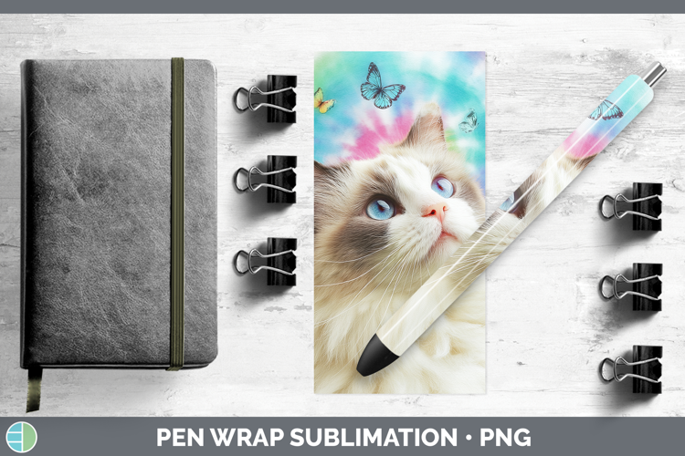 Ragdoll Cats Tie Dye Pen Wrap Sublimation Design