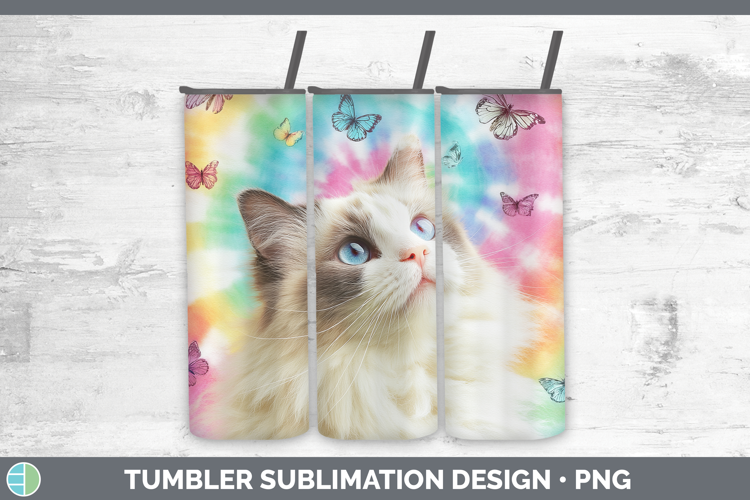 Ragdoll Cats Tie Dye Tumbler Sublimation Design
