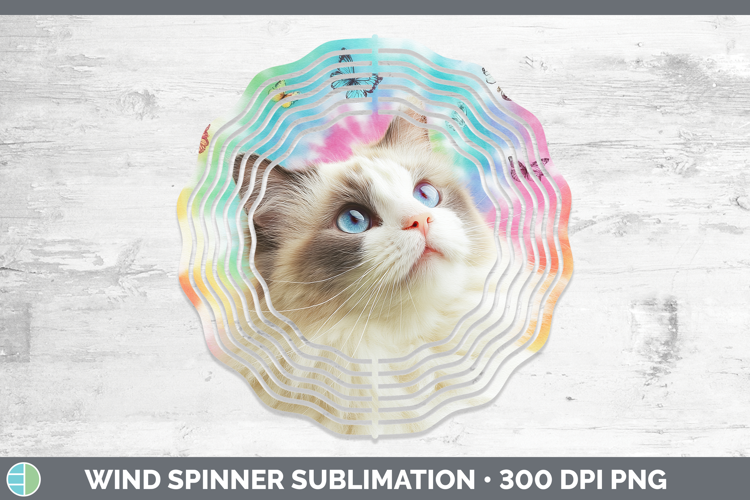 Ragdoll Cats Tie Dye Wind Spinner Sublimation Design