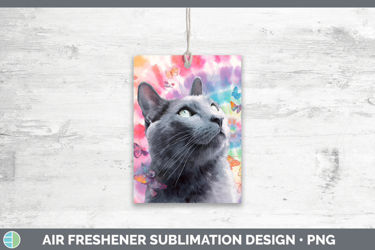Russian Blue Cats Tie Dye Air Freshener Sublimation Design
