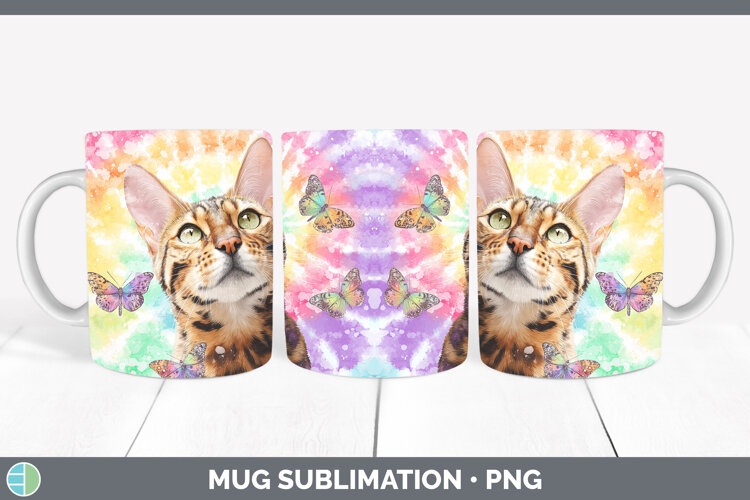 GorgeousCats Tie Dye Mug Wrap design.