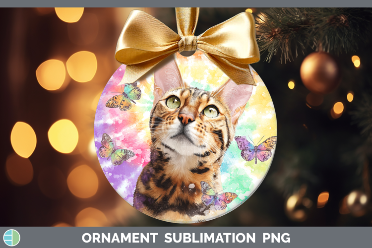Savannah Cats Tie Dye Ornament Sublimation Design