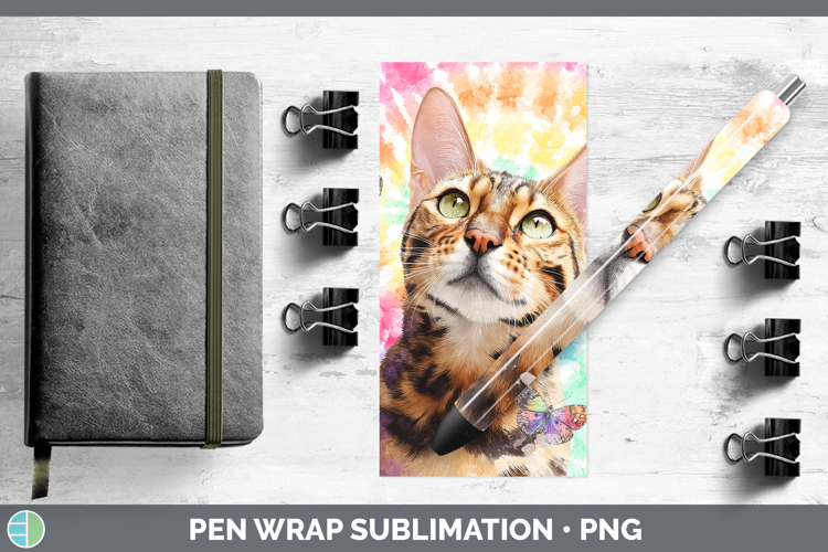 Savannah Cats Tie Dye Pen Wrap Sublimation Design