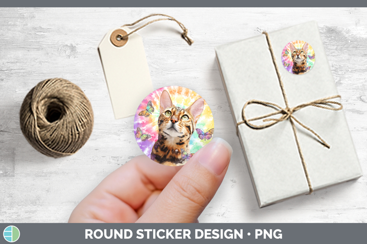 Savannah Cats Tie Dye Stickers Design