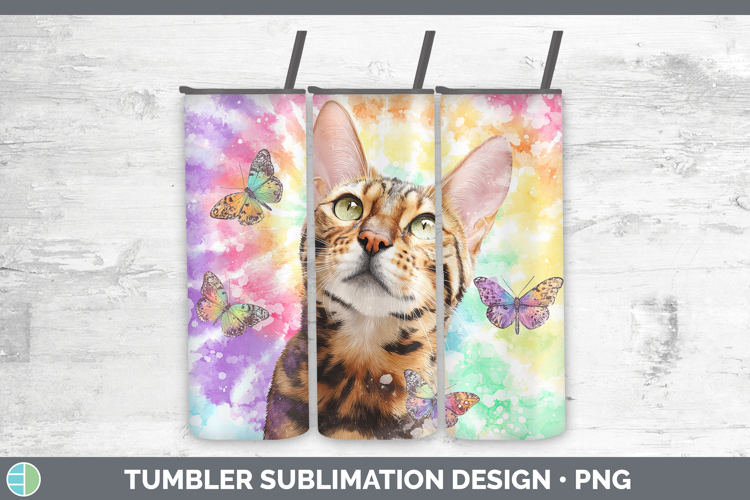 Savannah Cats Tie Dye Tumbler Sublimation Design