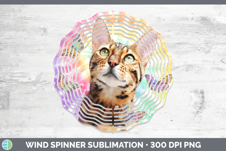 Savannah Cats Tie Dye Wind Spinner Sublimation Design