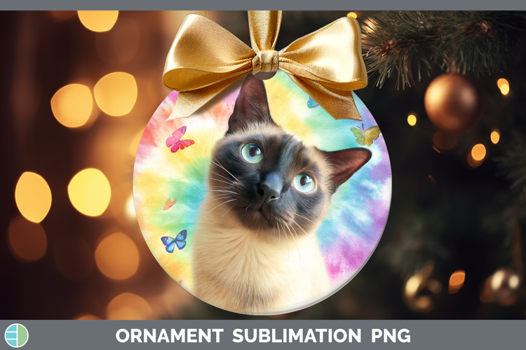 Siamese Cats Tie Dye Ornament Sublimation Design