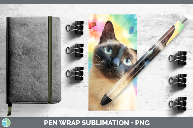 Siamese Cats Tie Dye Pen Wrap Sublimation Design