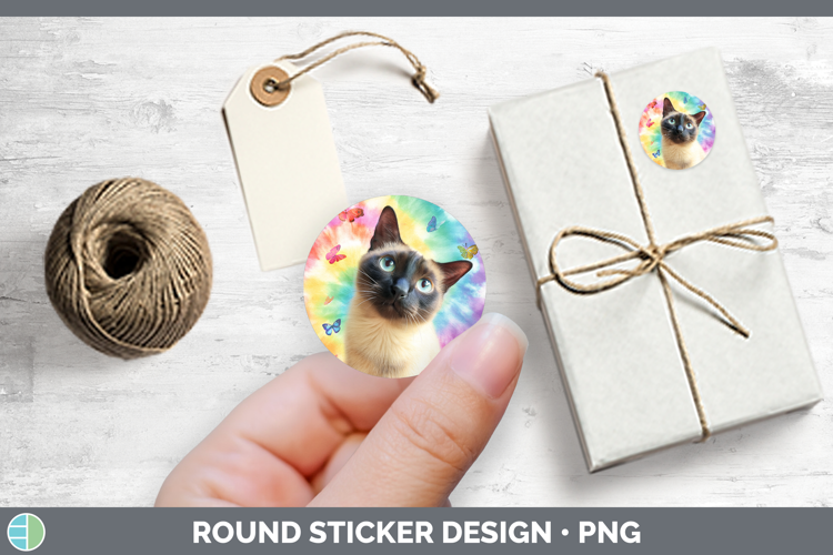 Siamese Cats Tie Dye Stickers Design