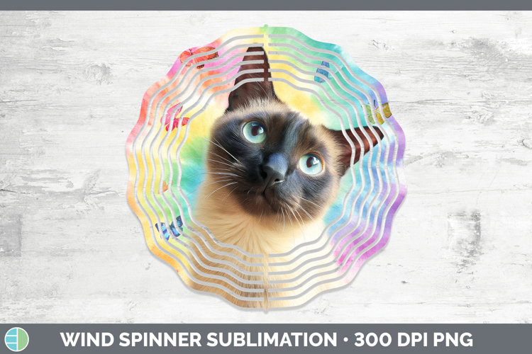 Siamese Cats Tie Dye Wind Spinner Sublimation Design