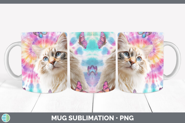 GorgeousCats Tie Dye Mug Wrap design.
