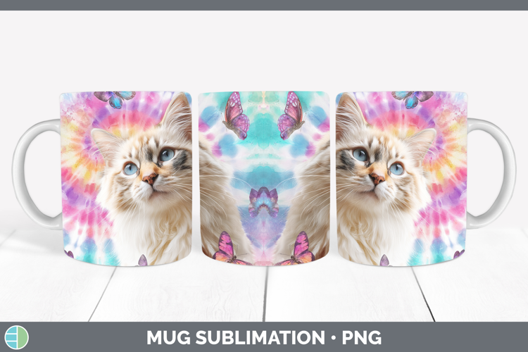 Siberian Cats Tie Dye Mug Wrap Sublimation Design