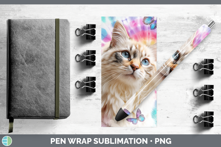Siberian Cats Tie Dye Pen Wrap Sublimation Design