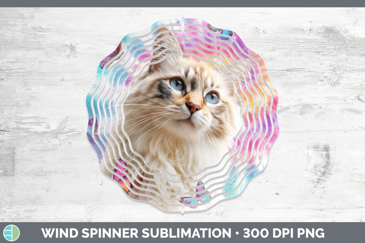 Siberian Cats Tie Dye Wind Spinner Sublimation Design