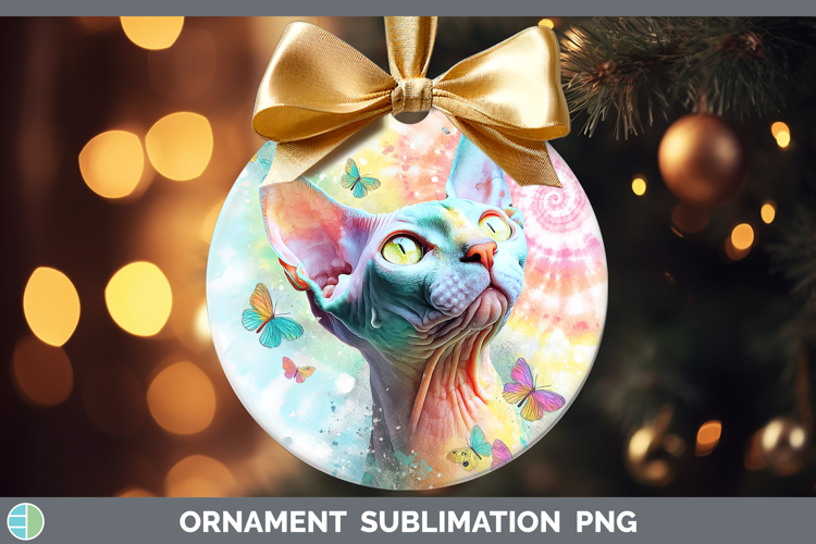 Sphynx Cats Tie Dye Ornament Sublimation Design