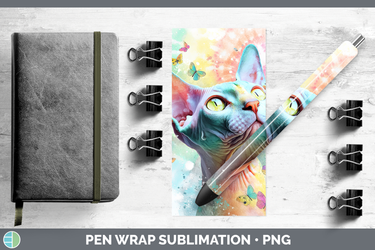Sphynx Cats Tie Dye Pen Wrap Sublimation Design