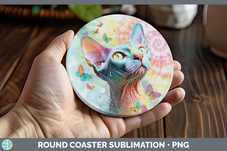 GorgeousCats Tie Dye Round Coaster design.