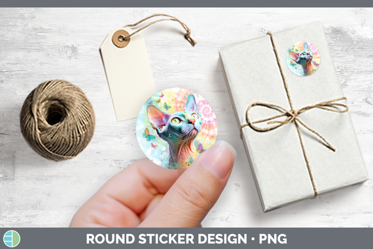Sphynx Cats Tie Dye Stickers Design