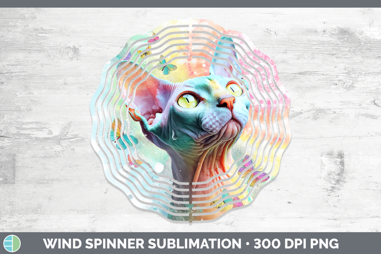 Sphynx Cats Tie Dye Wind Spinner Sublimation Design