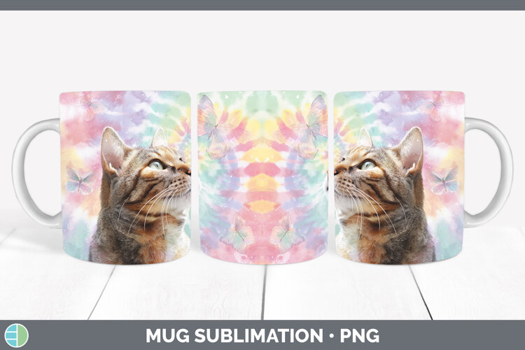 GorgeousCats Tie Dye Mug Wrap design.
