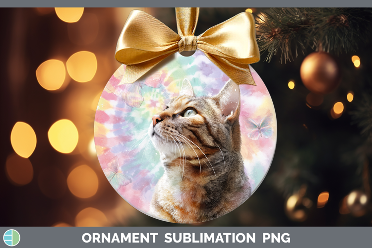 Tabby Cats Tie Dye Ornament Sublimation Design