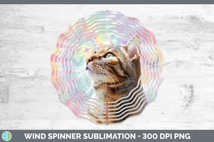 Tabby Cats Tie Dye Wind Spinner Sublimation Design