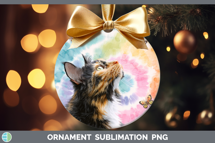 Tortoiseshell Cats Tie Dye Ornament Sublimation Design