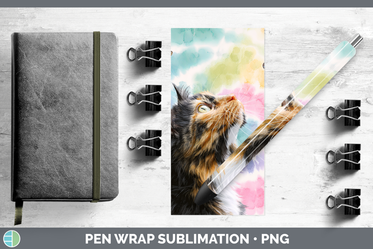 Tortoiseshell Cats Tie Dye Pen Wrap Sublimation Design