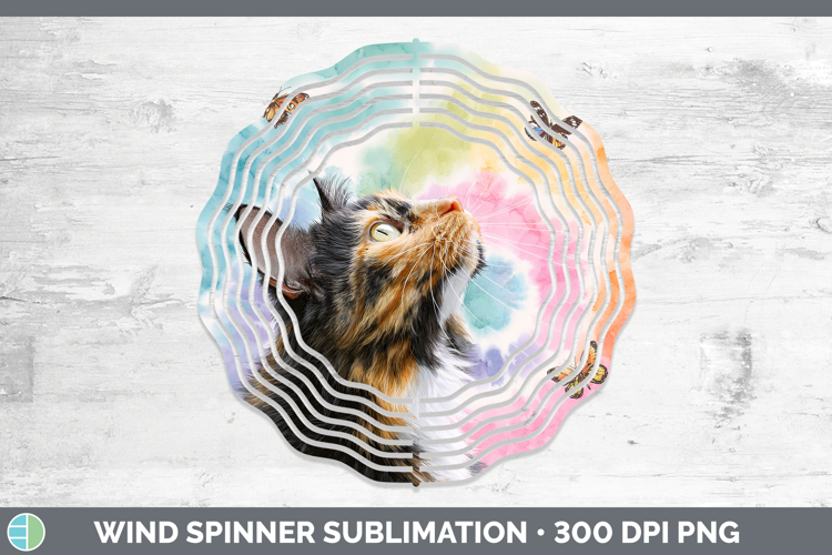 Tortoiseshell Cats Tie Dye Wind Spinner Sublimation Design