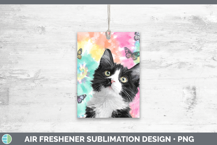 Tuxedo Cats Tie Dye Air Freshener Sublimation Design