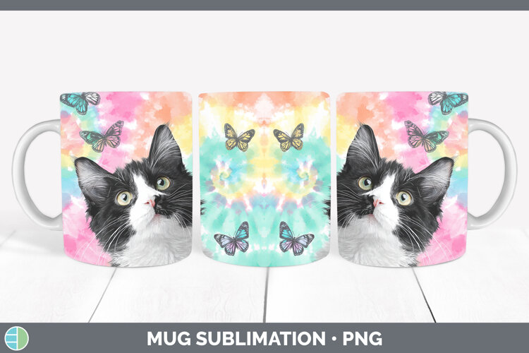 GorgeousCats Tie Dye Mug Wrap design.