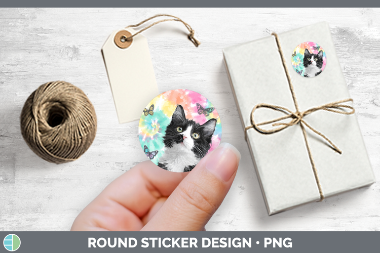 Tuxedo Cats Tie Dye Stickers Design