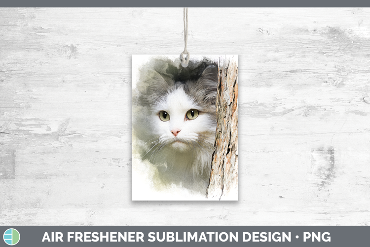 Angora Cats Tree Peek Air Freshener Sublimation Design