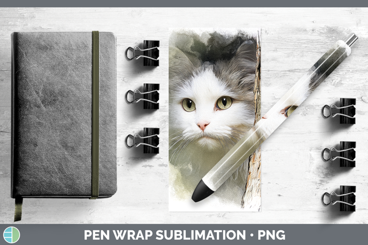 Angora Cats Tree Peek Pen Wrap Sublimation Design