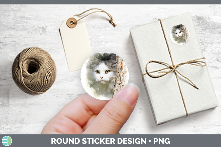 Angora Cats Tree Peek Stickers Design