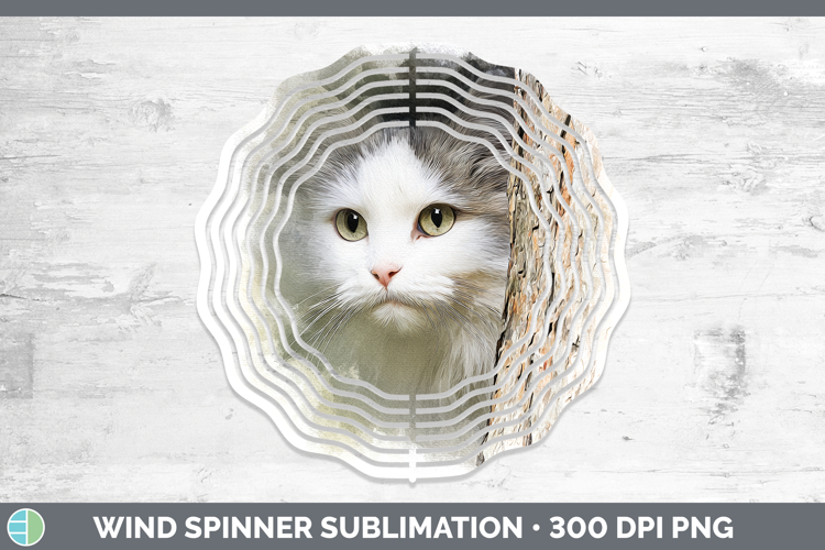 Angora Cats Tree Peek Wind Spinner Sublimation Design