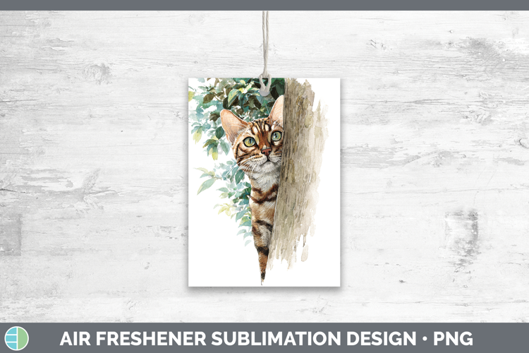 Bengal Cats Tree Peek Air Freshener Sublimation Design