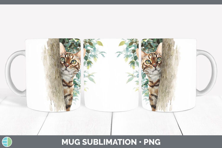 GorgeousCats Tree Peek Mug Wrap design.