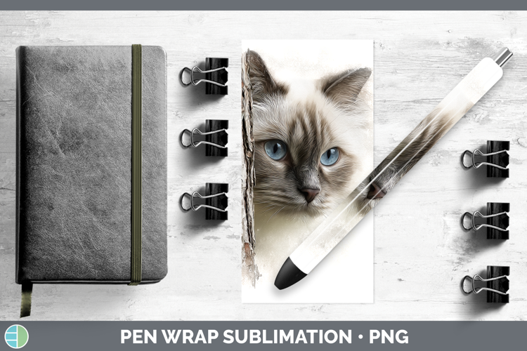 Birman Cats Tree Peek Pen Wrap Sublimation Design